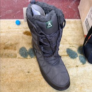 Kamik Women's Dark Gray Lace-Up Insulated Winter Boot with Faux Fur Collar